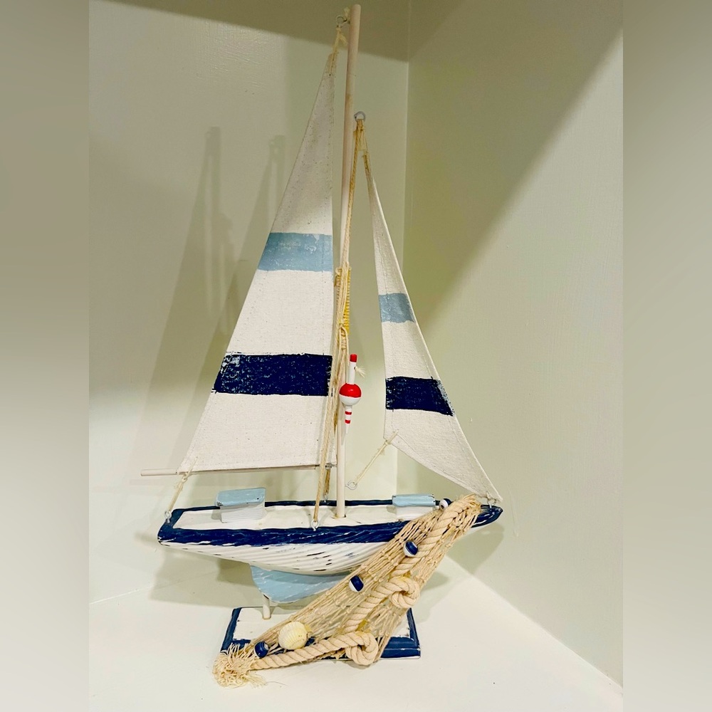 Nautical Blue and White Sailboat Decor